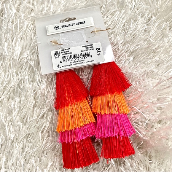 🍓 Bijoux Bar Red/Orange/Pink Tassel Earrings - Picture 3 of 4